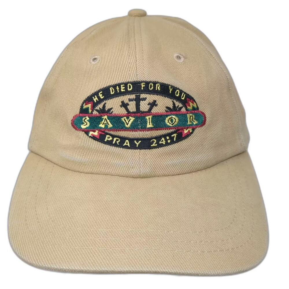 Cameo Baseball Cap Beige OS Savior Pray 24:7 Cotton Slideback Embroidered Hat